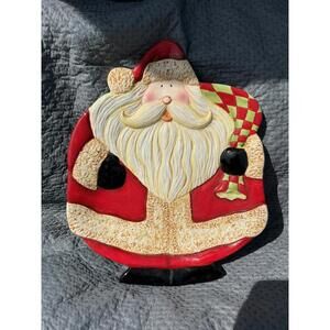 Becca Barton Certified International Santa Christmas Platter -GUC